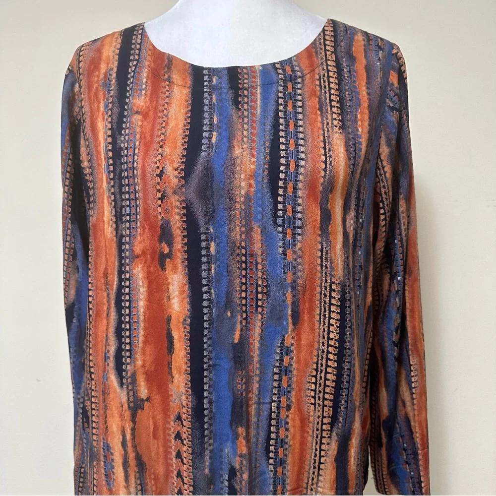 Coco + Carmen NEW Textured Stripes in Print Long Sleeve Popover Pullover S/M - Picture 6 of 16